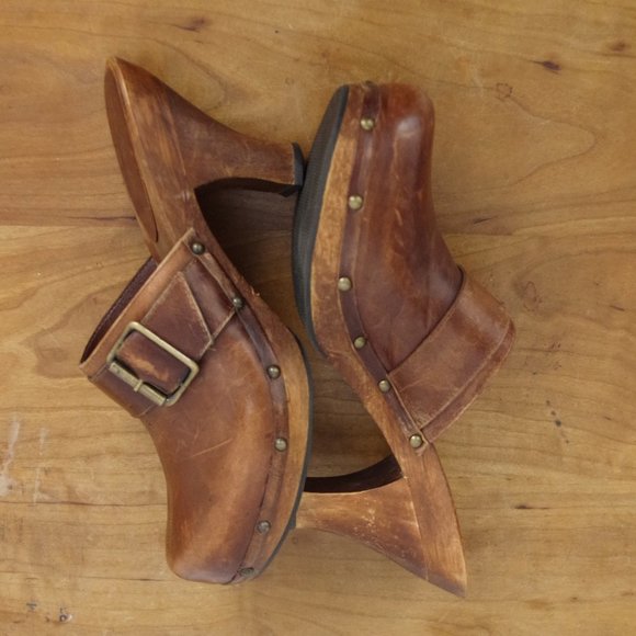 Mia Brown Leather Mule Heel Clog Size 9M - Picture 7 of 9